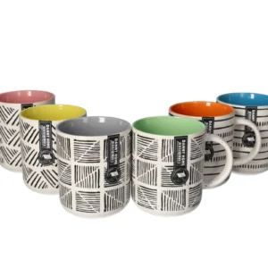 Danny Home Two-Toned Tribal Tea Mug Set – 6 pcs (450 ml)